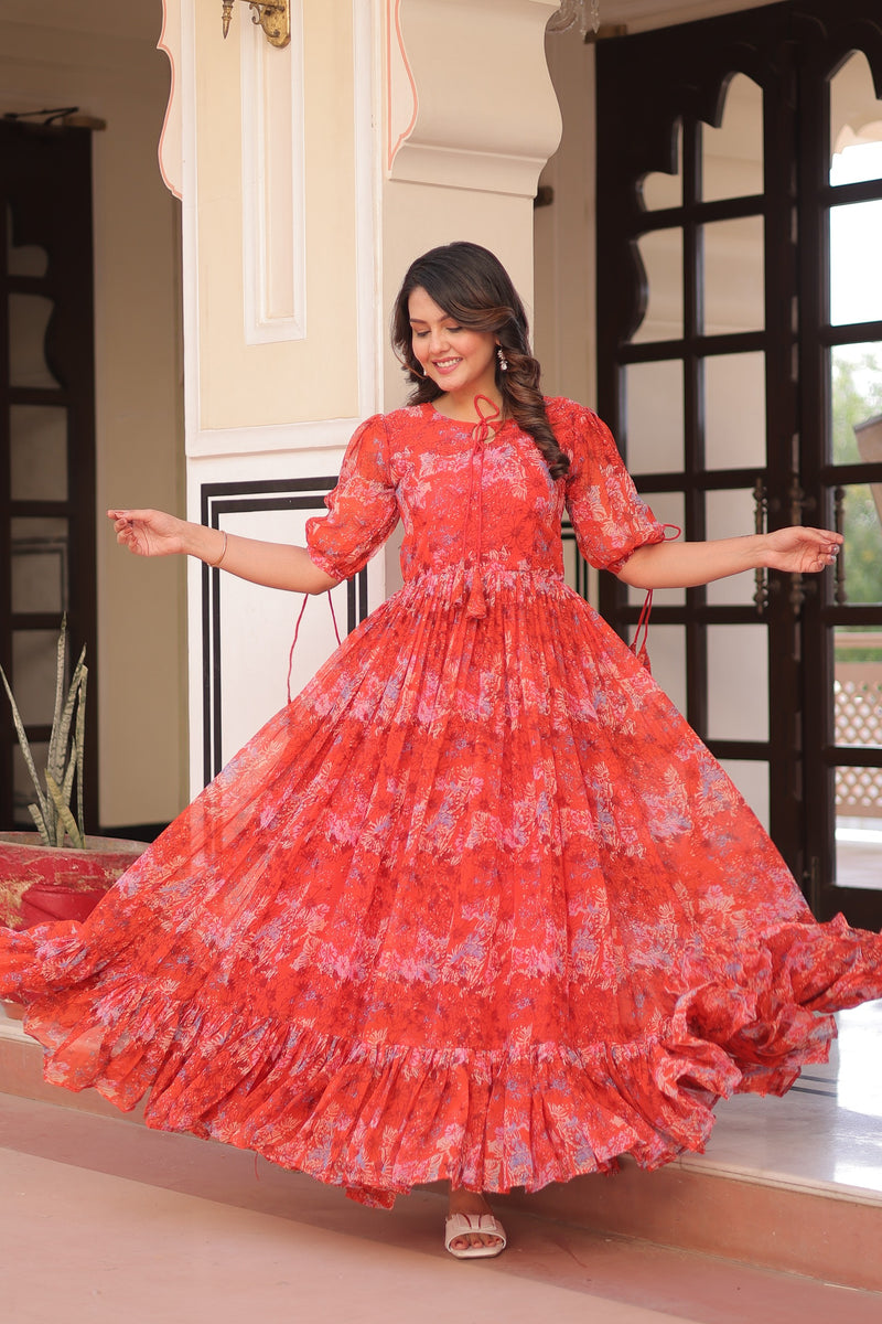 Womenline Faux Georgette Full Flair Gown