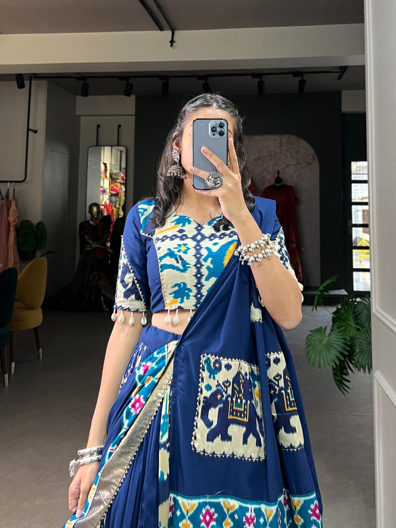Womenline Firozi Color Rayon Navratri Lehenga Choli