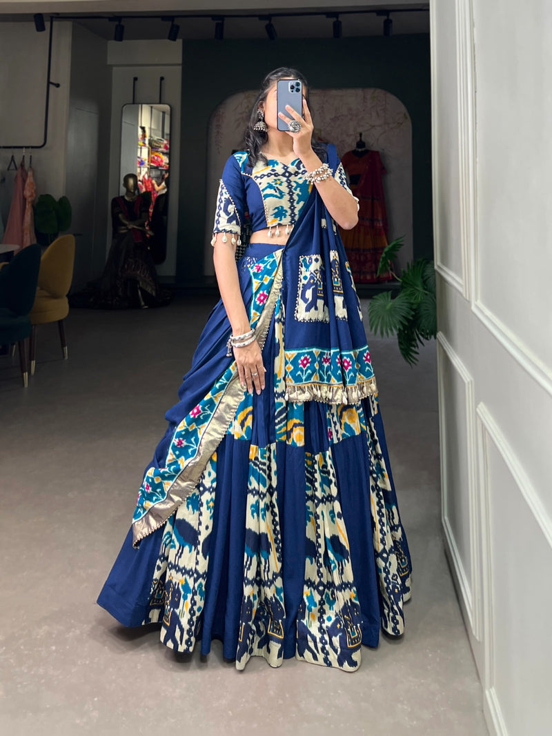 Womenline Firozi Color Rayon Navratri Lehenga Choli
