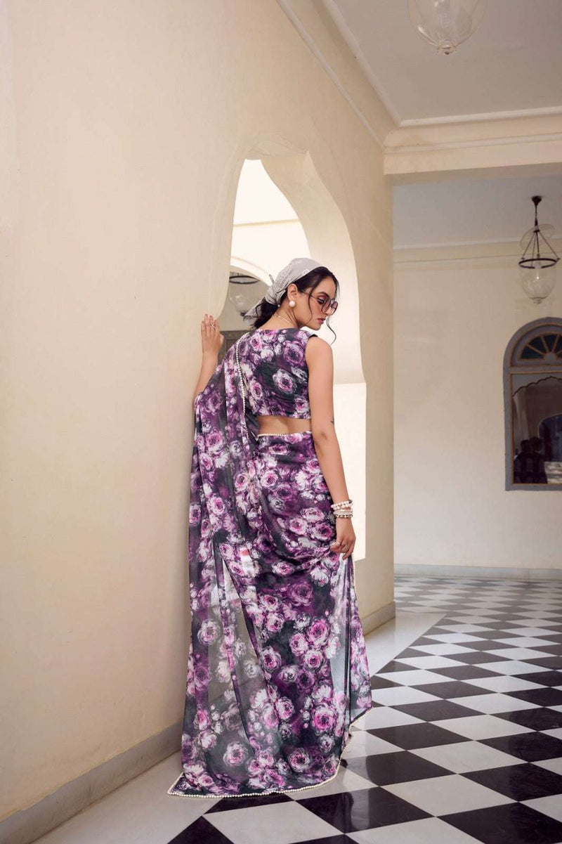 Womenline Gray Color best saree