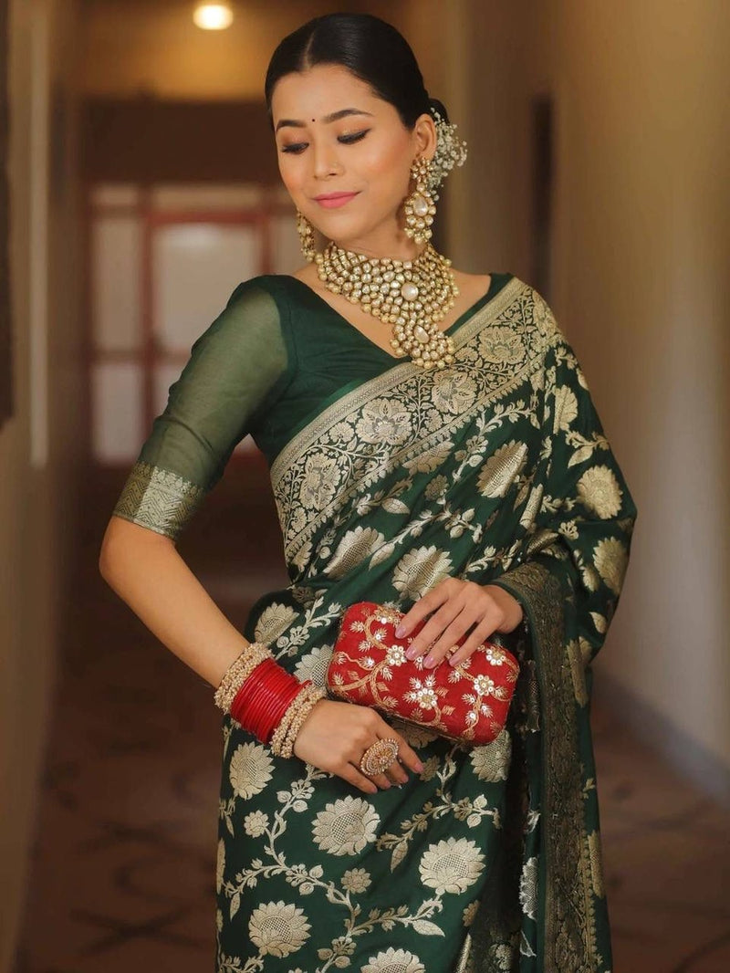 Womenline Green Banarasi saree