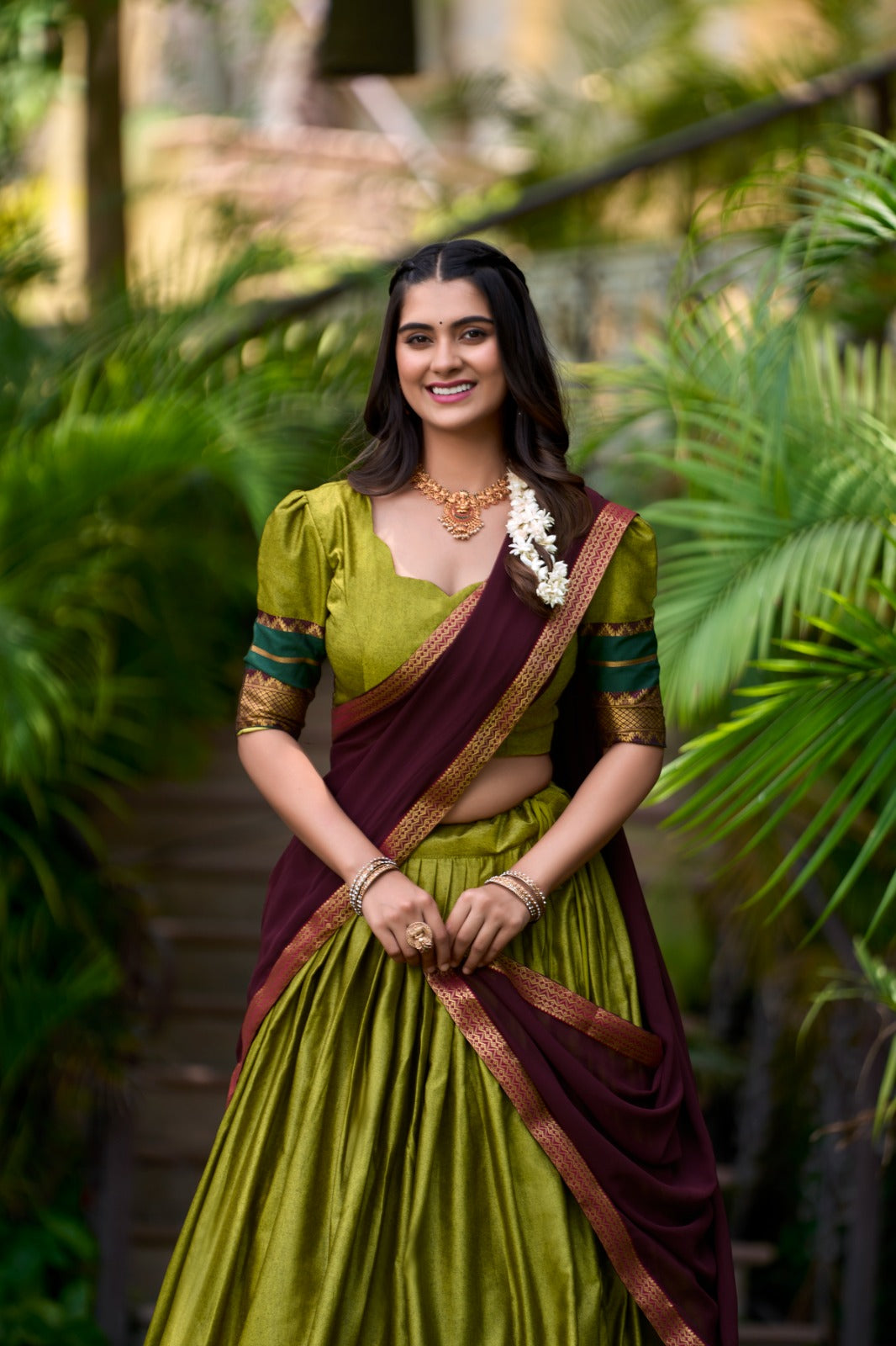 Womenline Green Color Cotton Lehenga Choli