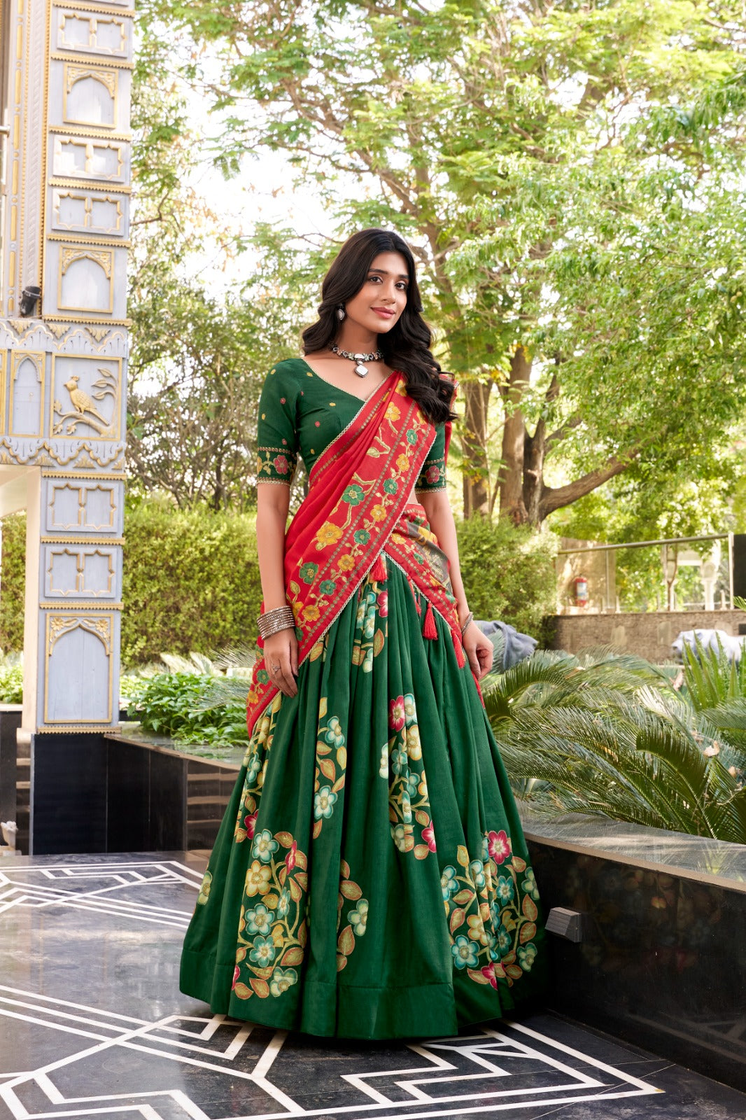 Womenline Green Color Lehenga Choli