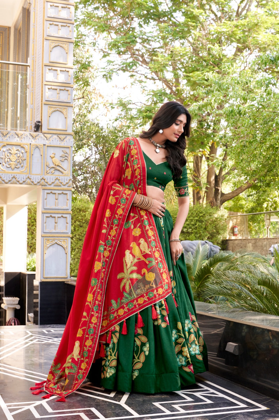 Womenline Green Color Lehenga Choli