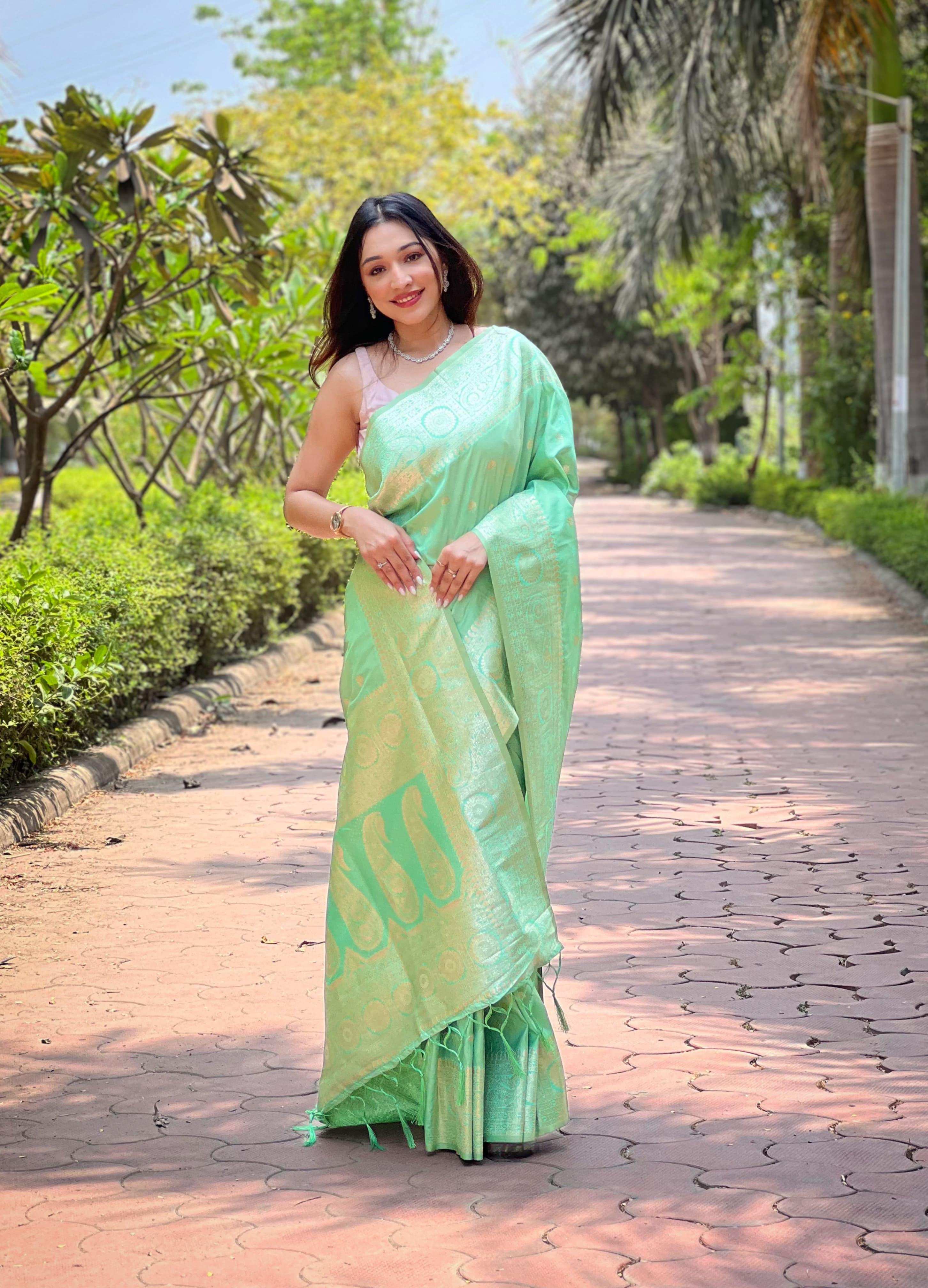 Womenline Green Color soft silk Saree