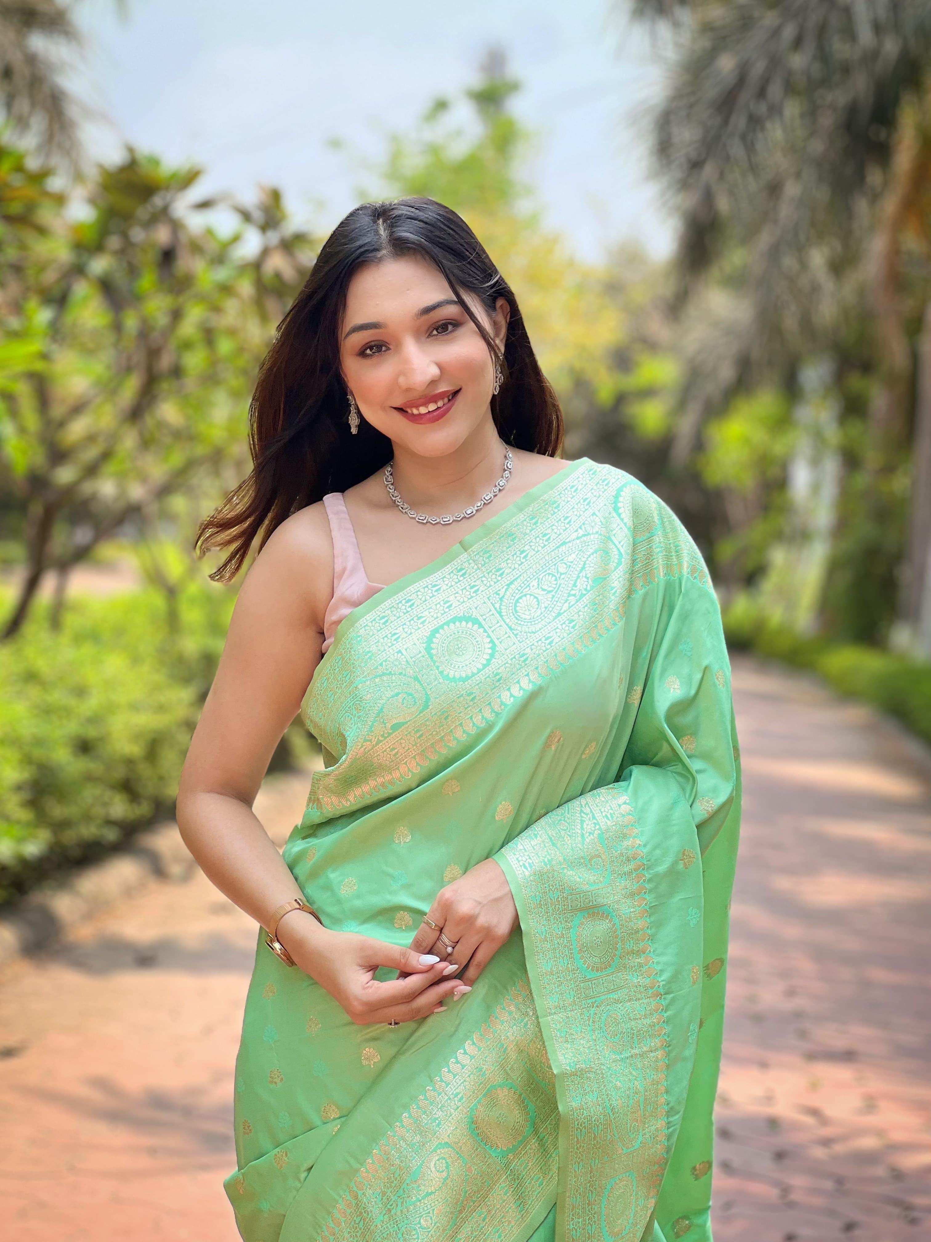 Womenline Green Color soft silk Saree
