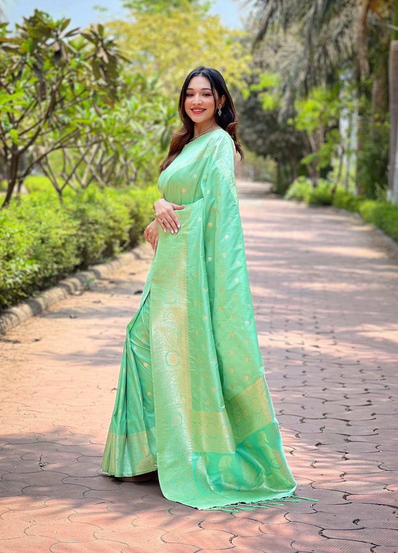 Womenline Green Color soft silk Saree