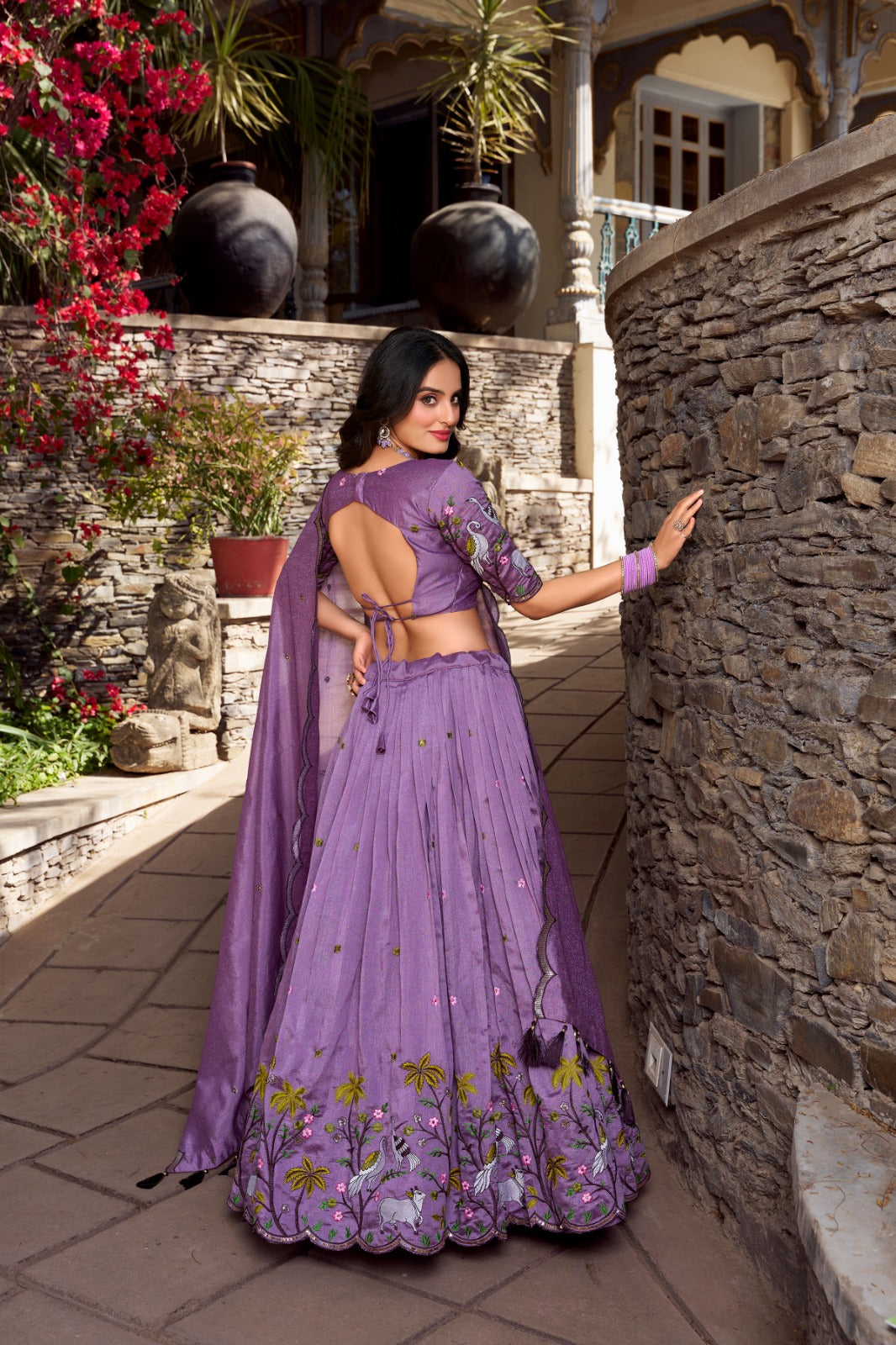 Womenline Lavender Color Bridesmaid Glow Lehenga Choli