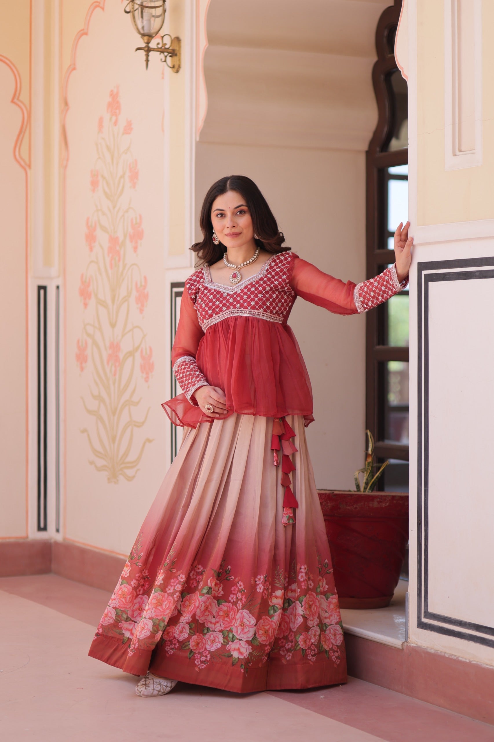 Womenline Light Orange Color Comos Lehenga Choli