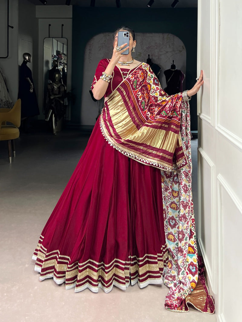 Womenline Maroon Color Georgette Silk Navratri Lehenga Choli