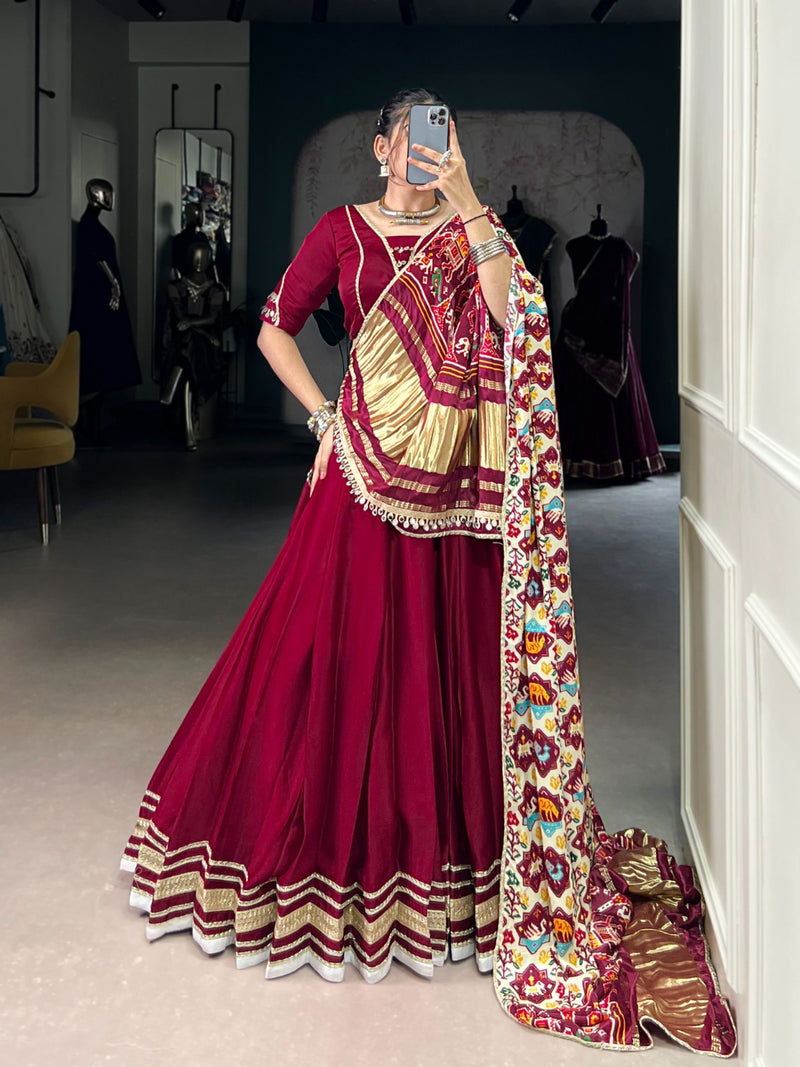 Womenline Maroon Color Georgette Silk Navratri Lehenga Choli