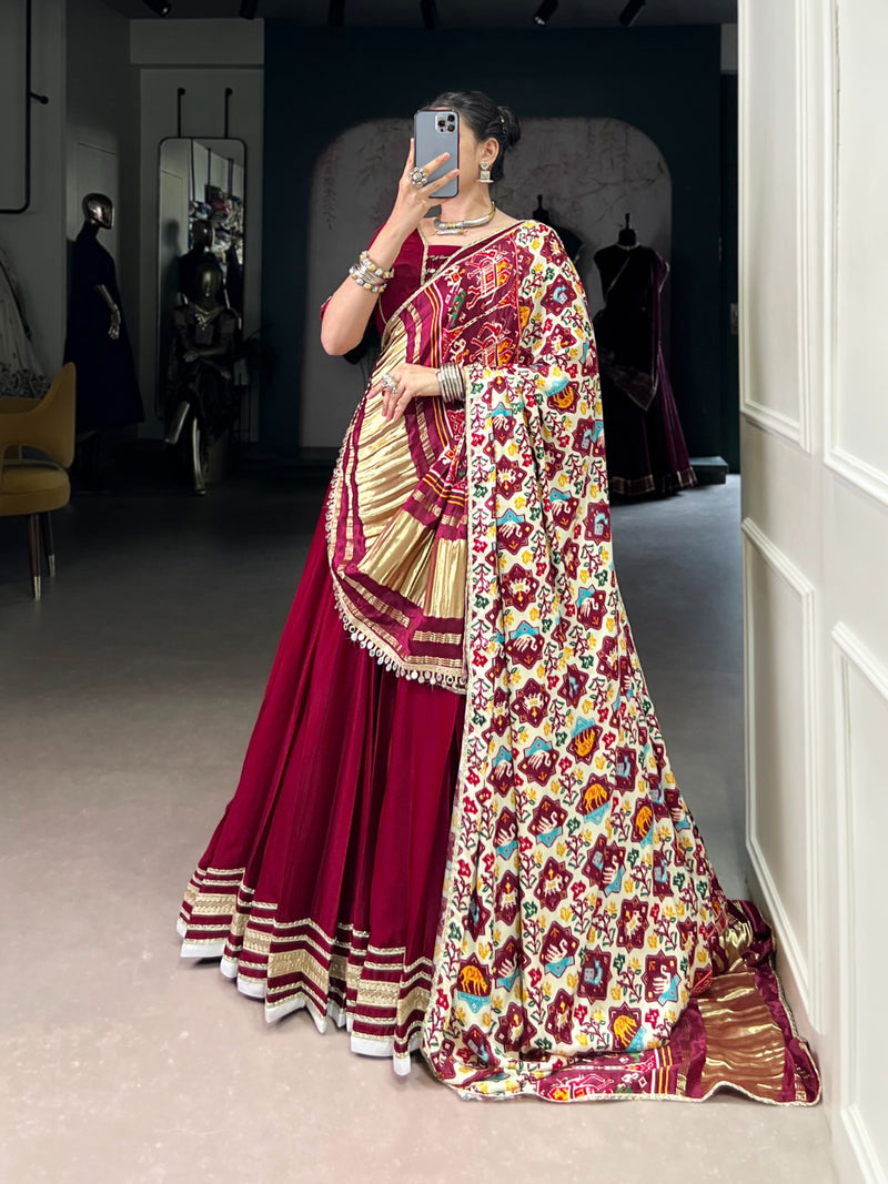 Womenline Maroon Color Georgette Silk Navratri Lehenga Choli