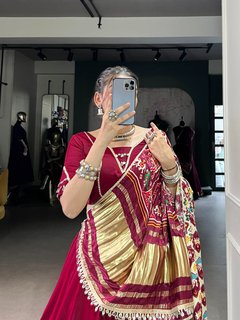 Womenline Maroon Color Georgette Silk Navratri Lehenga Choli