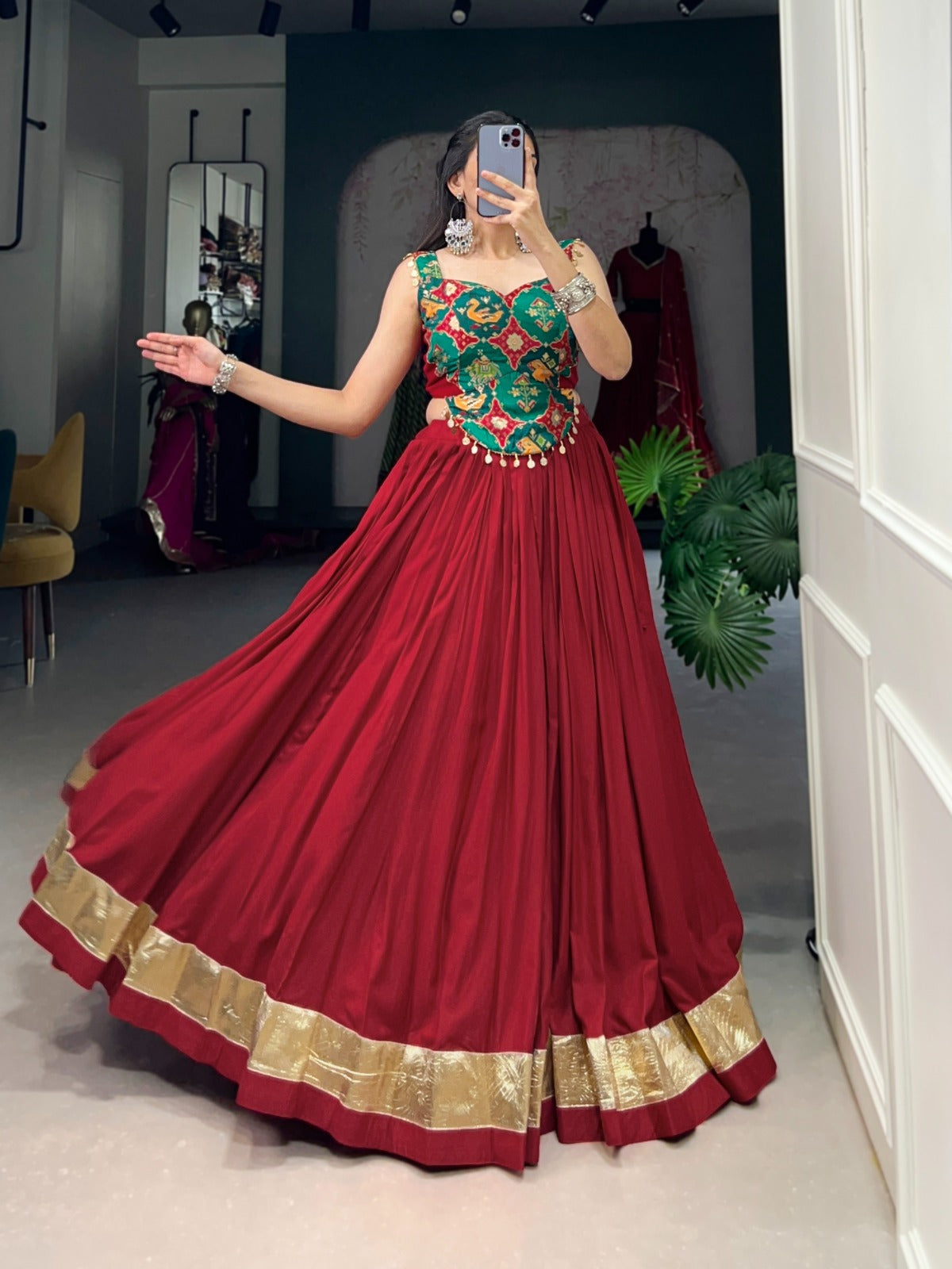 Womenline Maroon Color Navratri Lehenga Choli