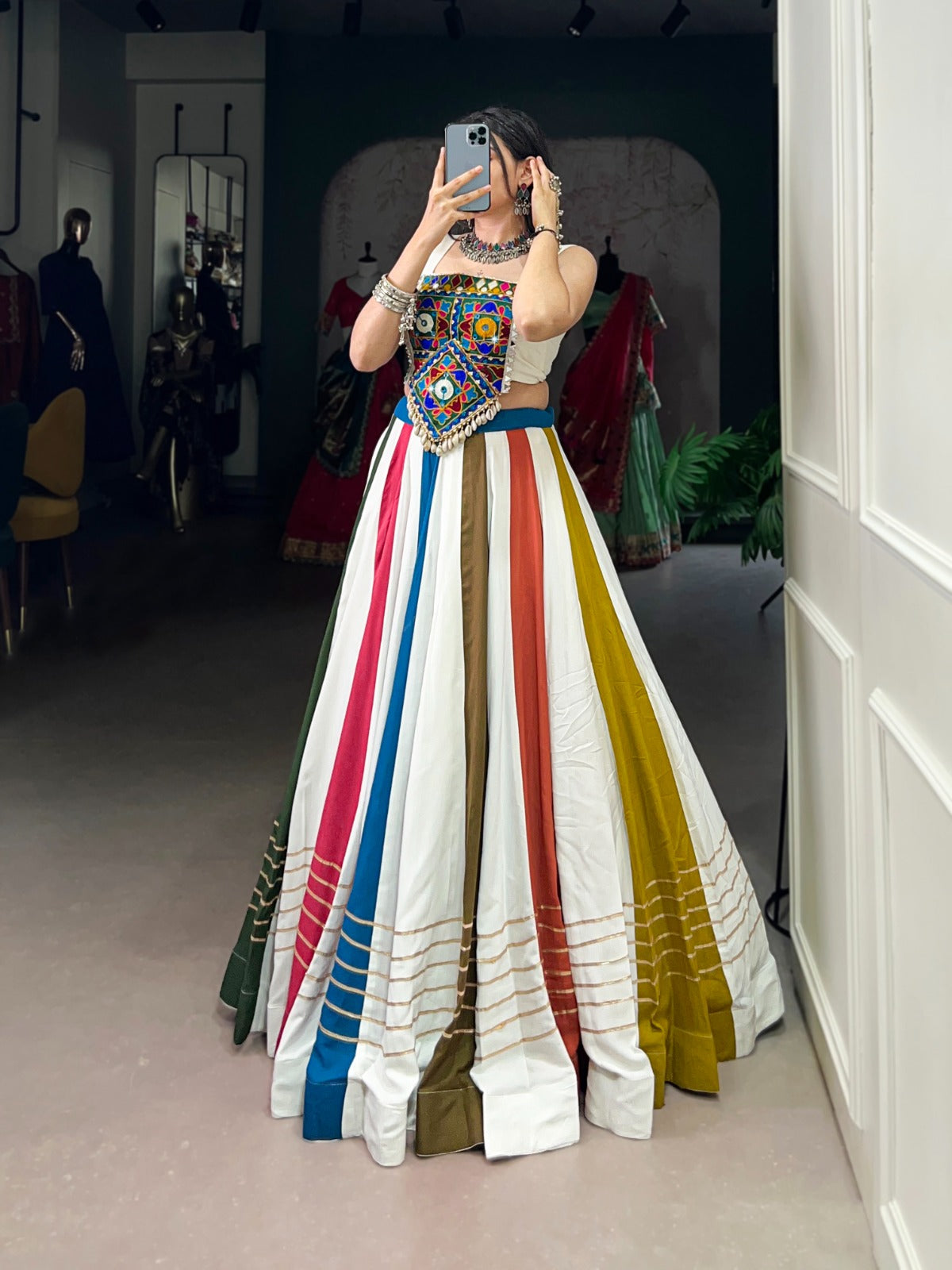 Womenline Mirror work for legacy Navratri Lehenga Choli