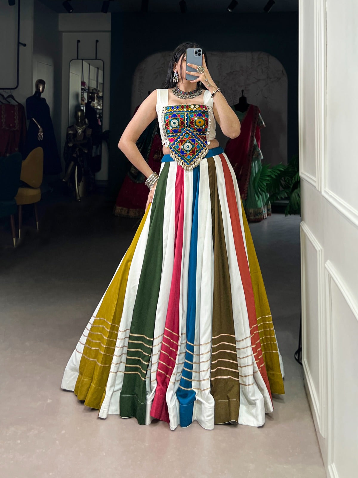 Womenline Mirror work for legacy Navratri Lehenga Choli