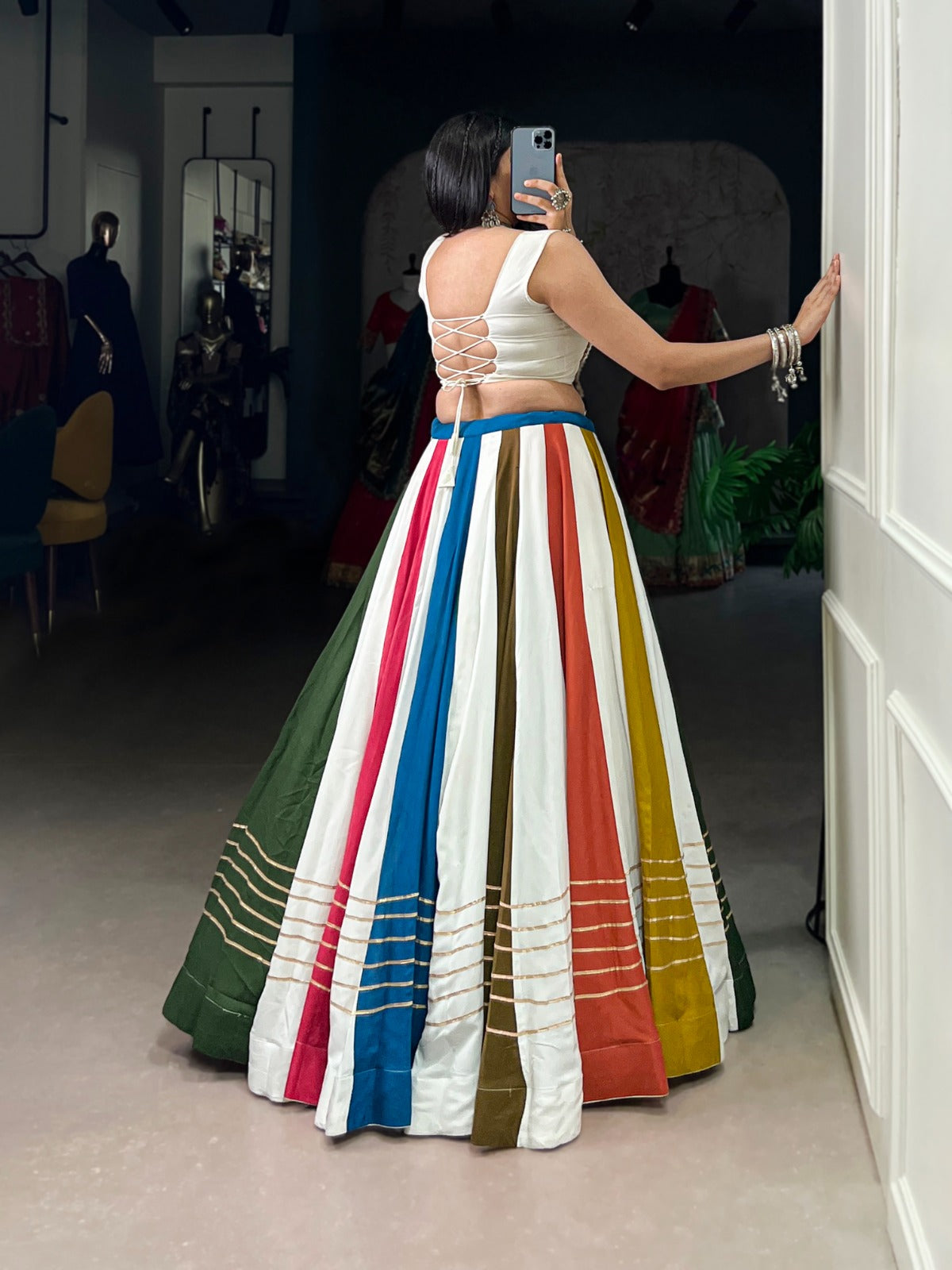 Womenline Mirror work for legacy Navratri Lehenga Choli