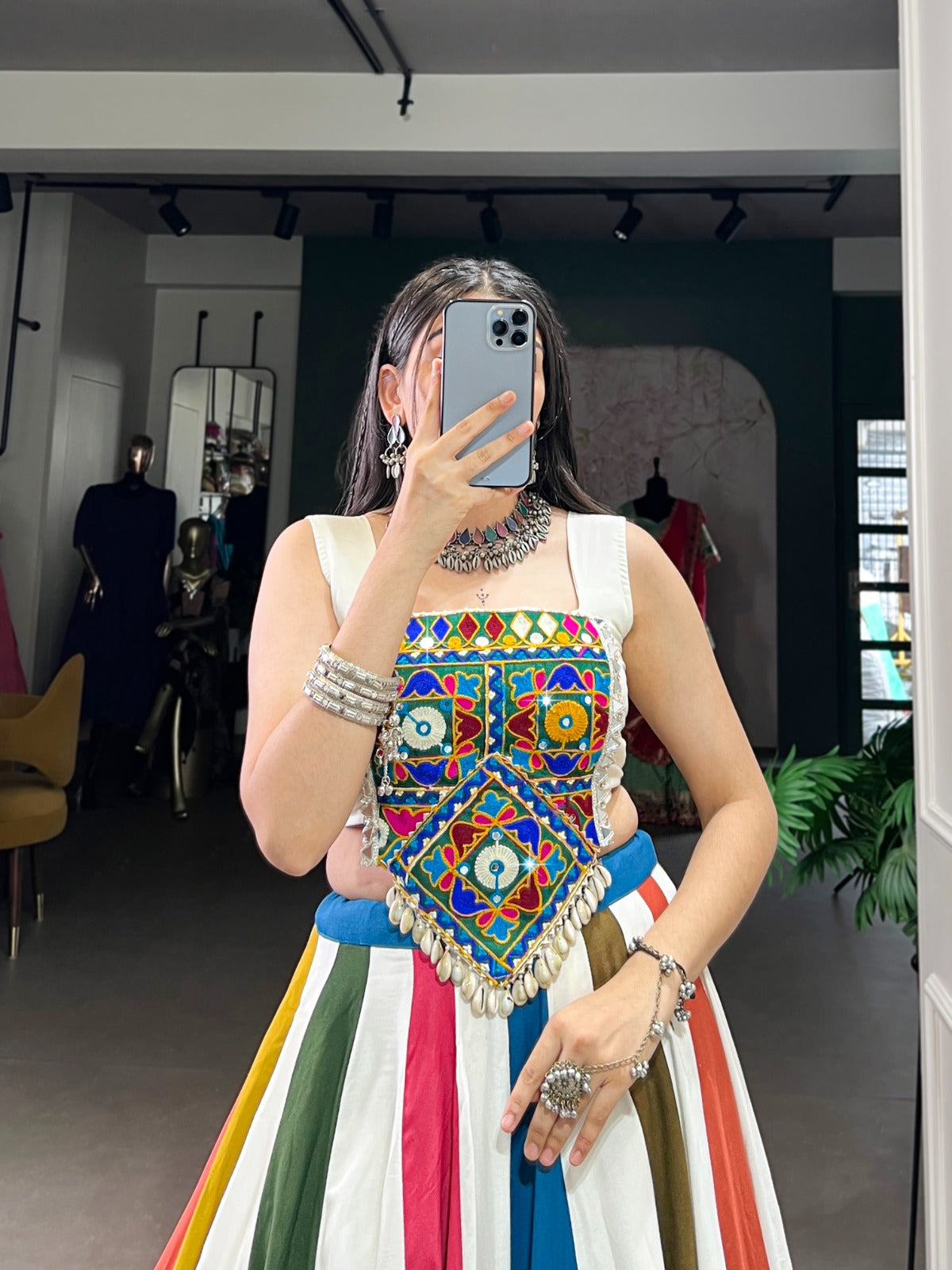 Womenline Mirror work for legacy Navratri Lehenga Choli