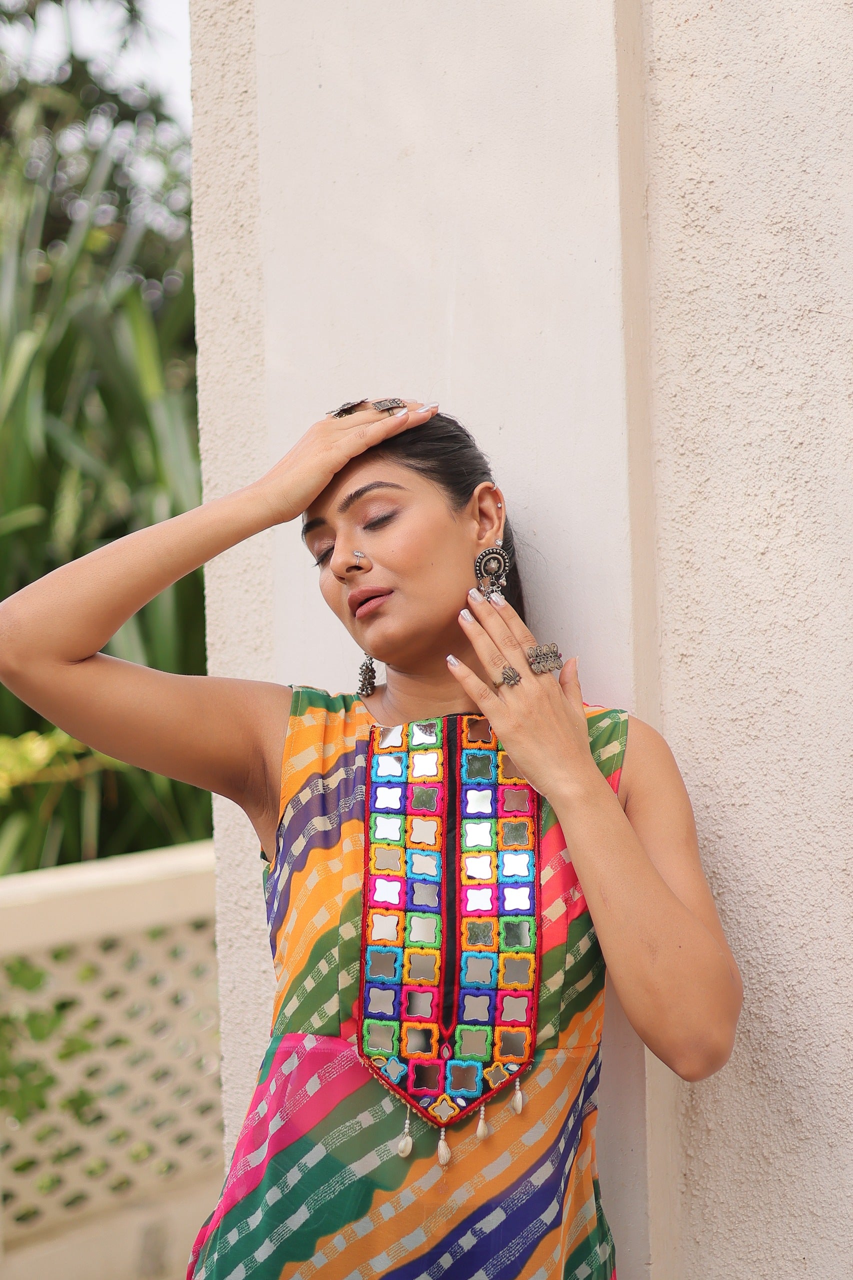 Womenline Multi Color Georgette Navratri Kurti