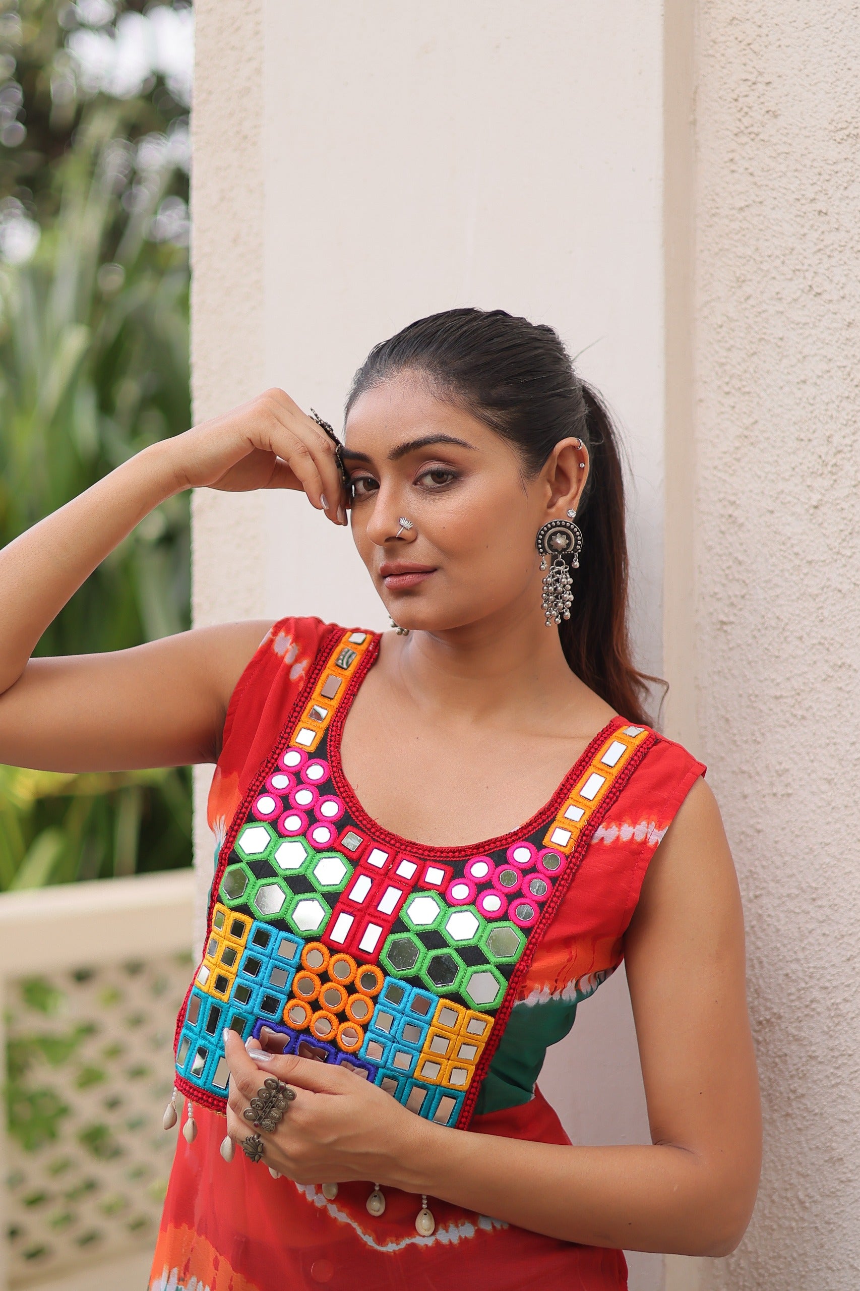 Womenline Multi Color Georgette Navratri kurti