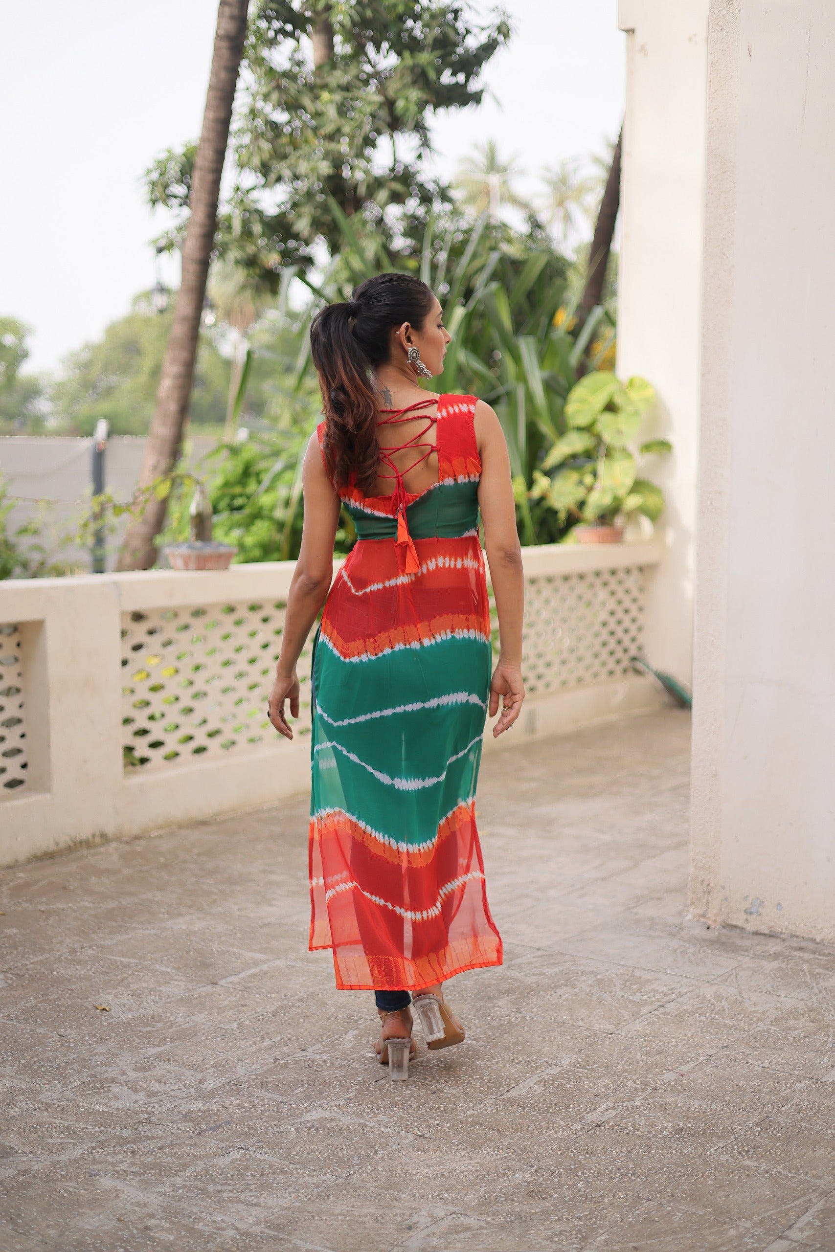 Womenline Multi Color Georgette Navratri kurti