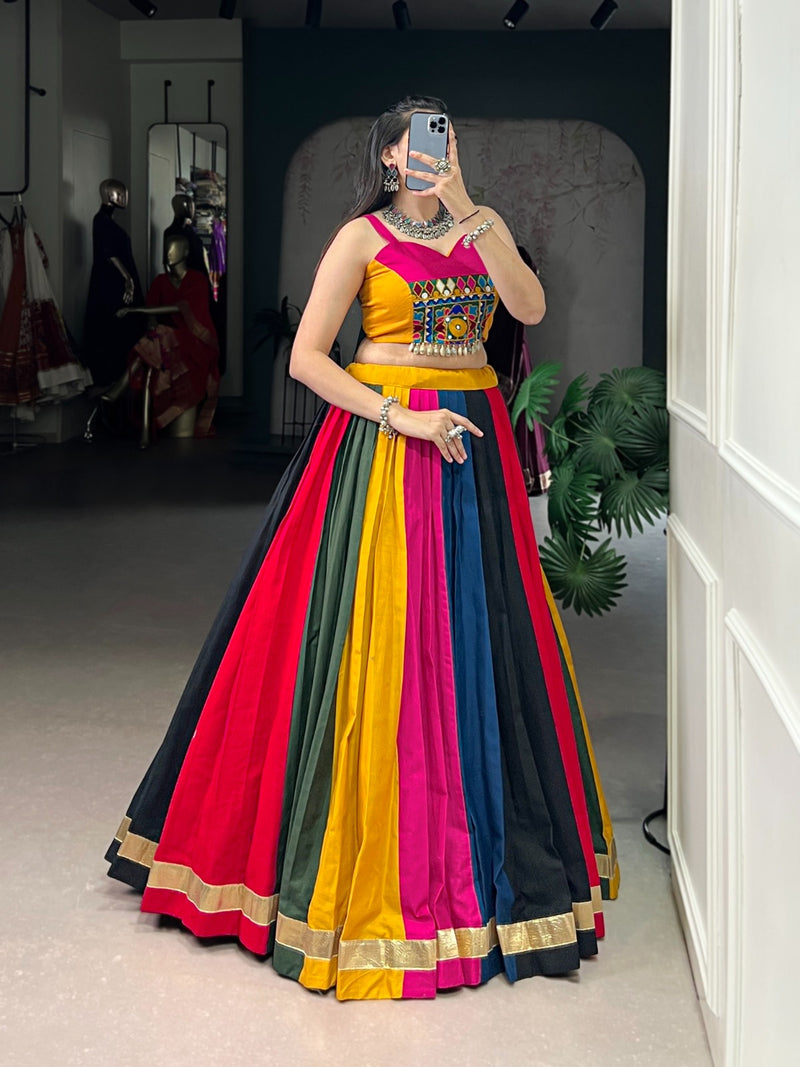 Womenline Multicolor Cotton Navratri Lehenga Choli