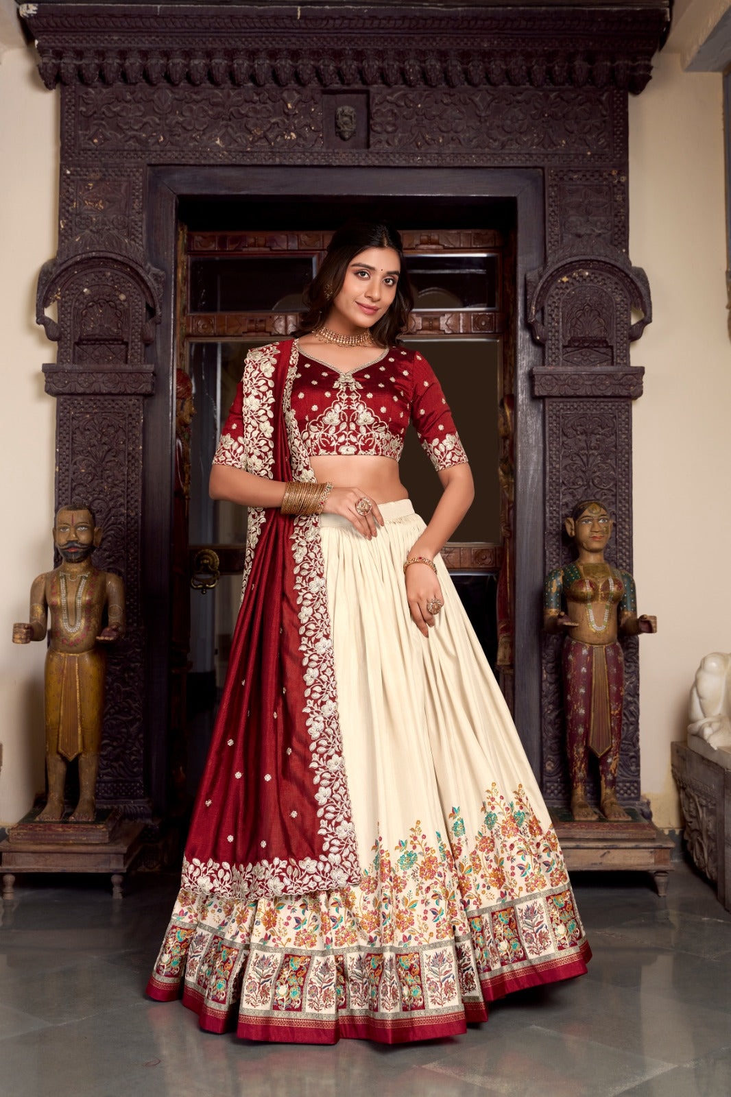 Womenline Off White Color Tussar Silk