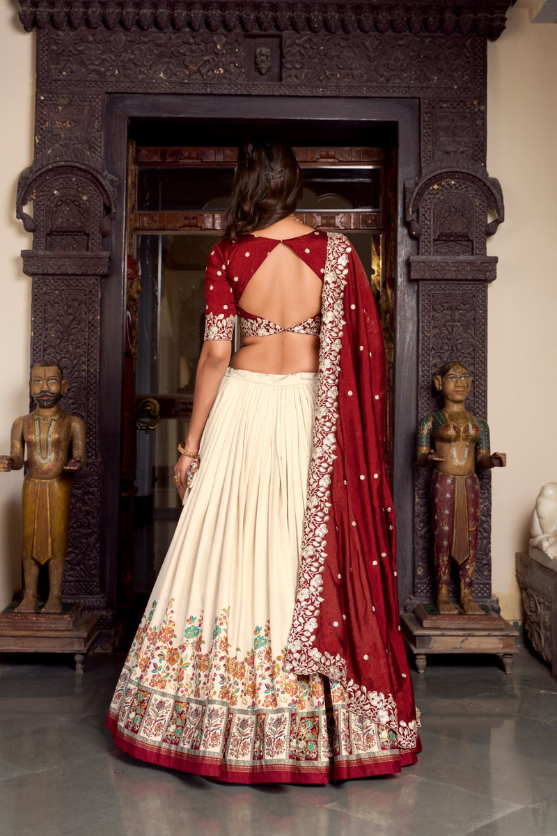 Womenline Off White Color Tussar Silk
