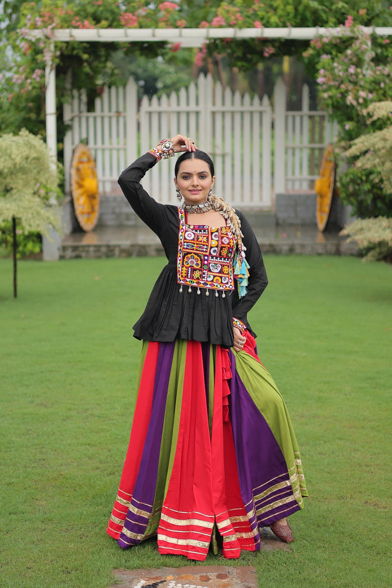 Womenline Orange Wine Color Pure Cotton Navratri Lehenga Choli