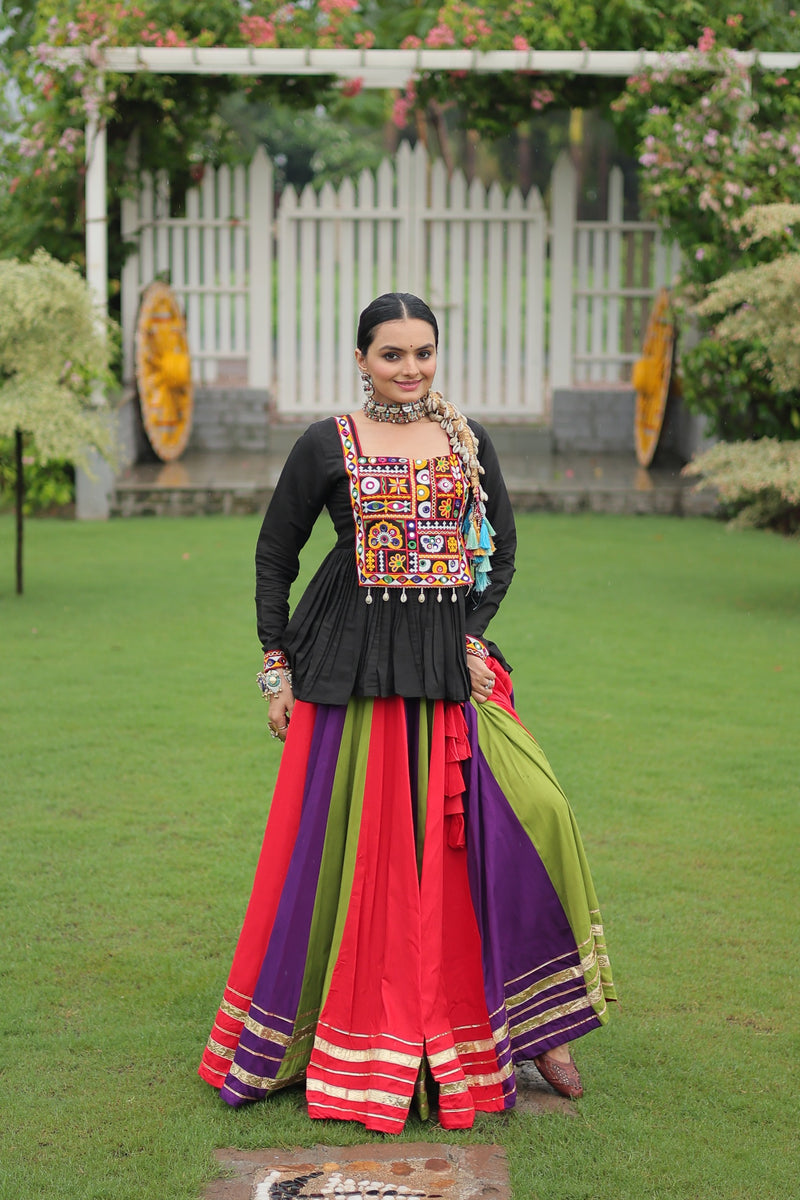 Womenline Orange Wine Color Pure Cotton Navratri Lehenga Choli