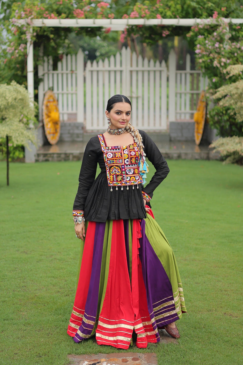 Womenline Orange Wine Color Pure Cotton Navratri Lehenga Choli