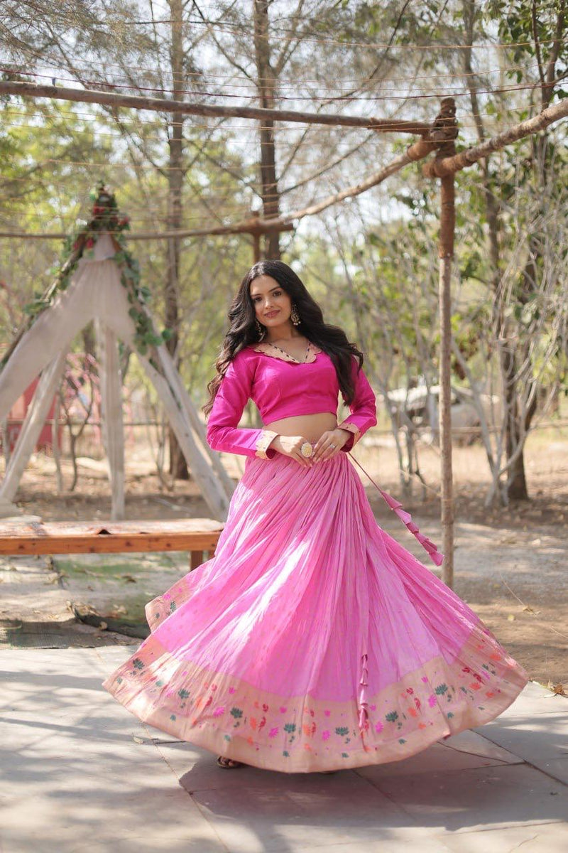Womenline Pink Color Pure Dayble Viscose Lehenga Choli
