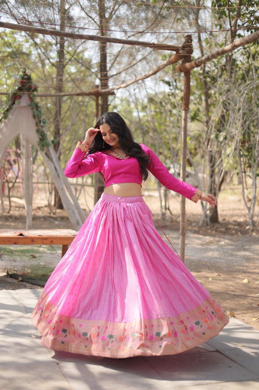 Womenline Pink Color Pure Dayble Viscose Lehenga Choli