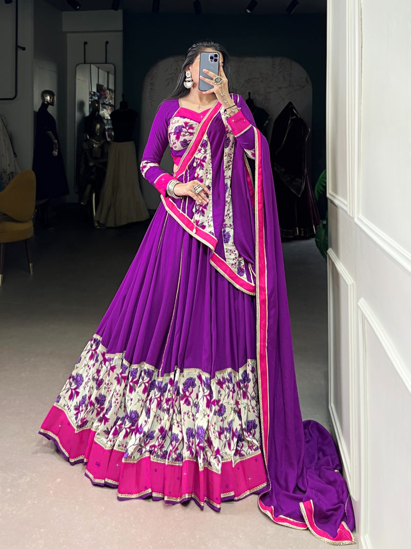 Womenline Purple Color Pure Rayon Navratri Gown