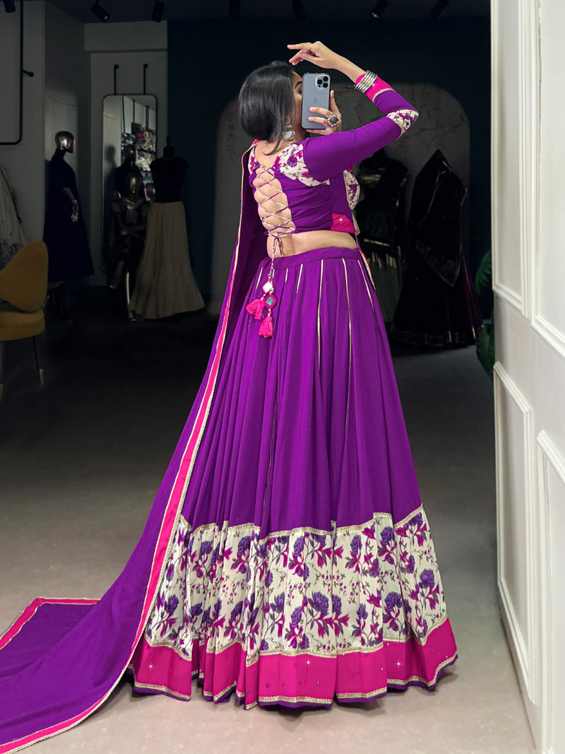 Womenline Purple Color Pure Rayon Navratri Gown
