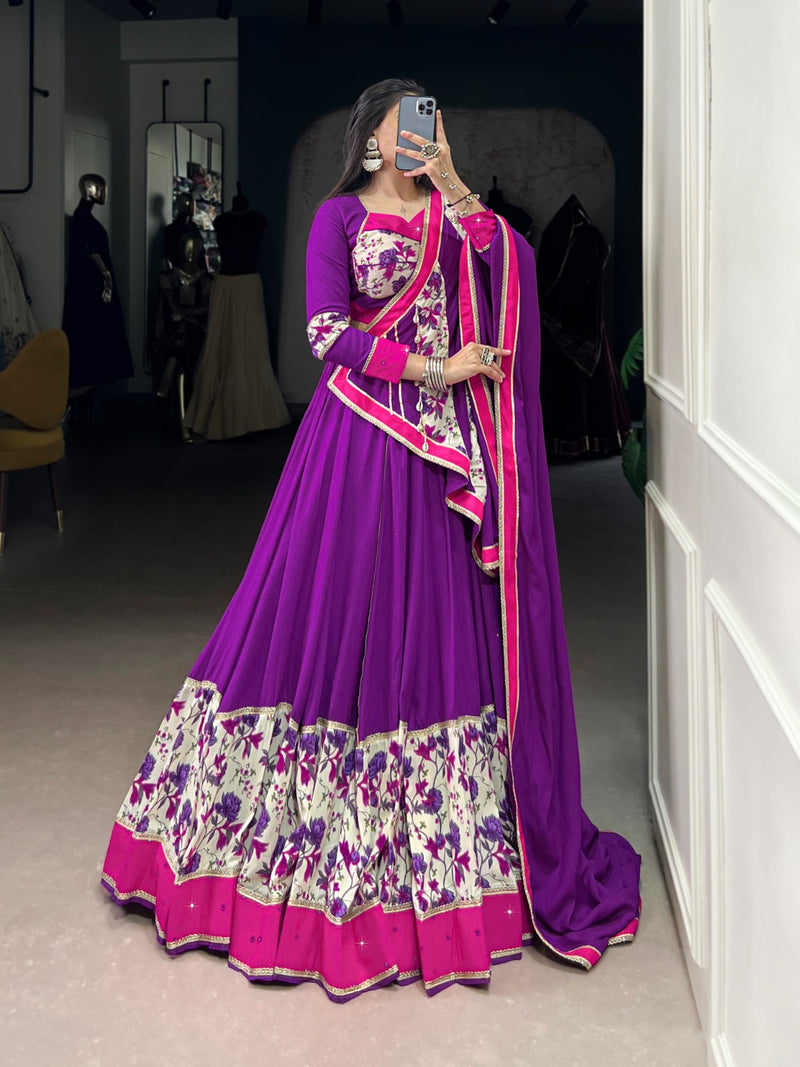 Womenline Purple Color Pure Rayon Navratri Gown