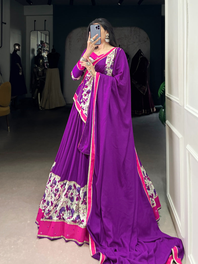 Womenline Purple Color Pure Rayon Navratri Gown