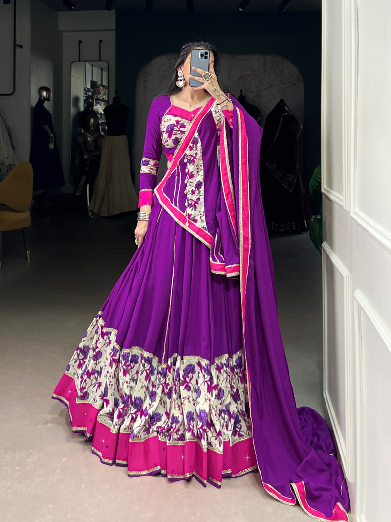 Womenline Purple Color Pure Rayon Navratri Gown