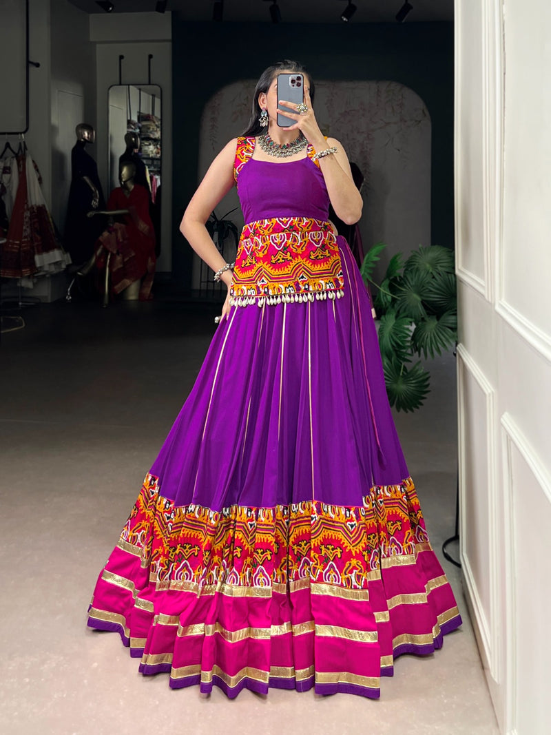 Womenline Purple Color Rayon Navratri Lehenga Choli