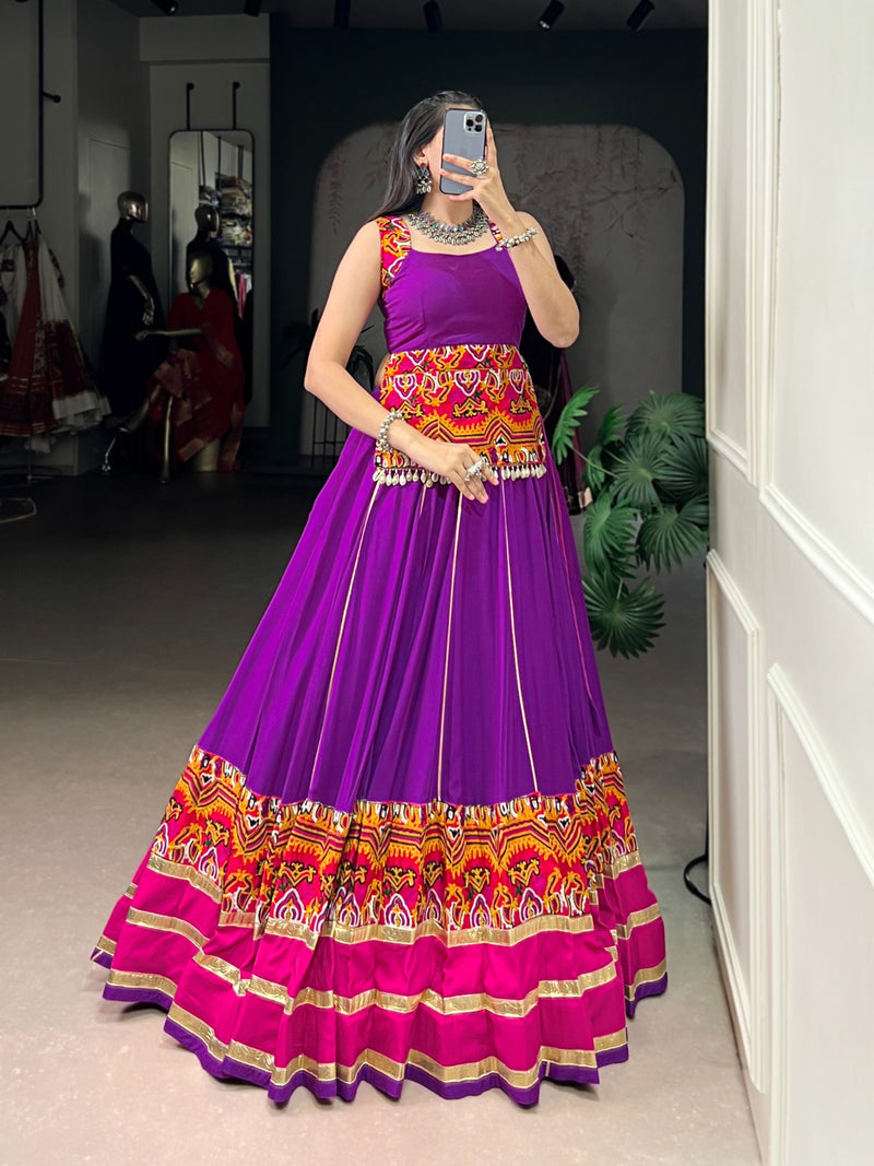 Womenline Purple Color Rayon Navratri Lehenga Choli