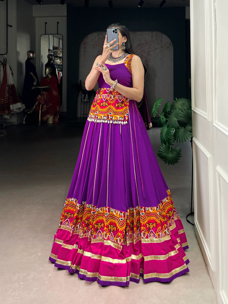 Womenline Purple Color Rayon Navratri Lehenga Choli