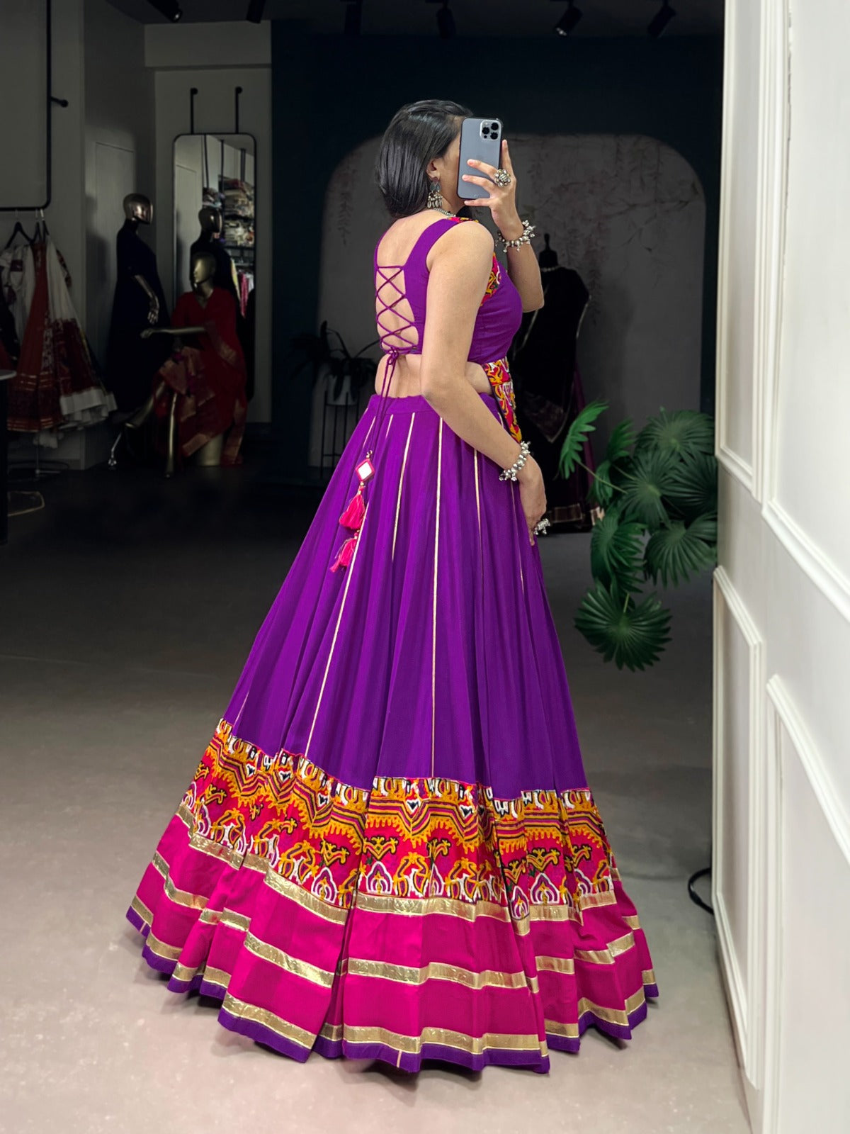 Womenline Purple Color Rayon Navratri Lehenga Choli