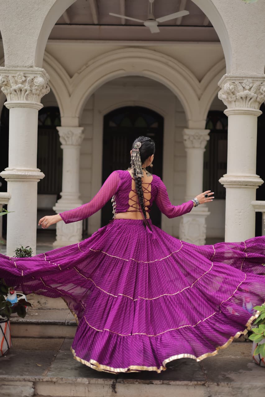 Womenline Purple Color Soft Georgette Navratri Lehenga Choli