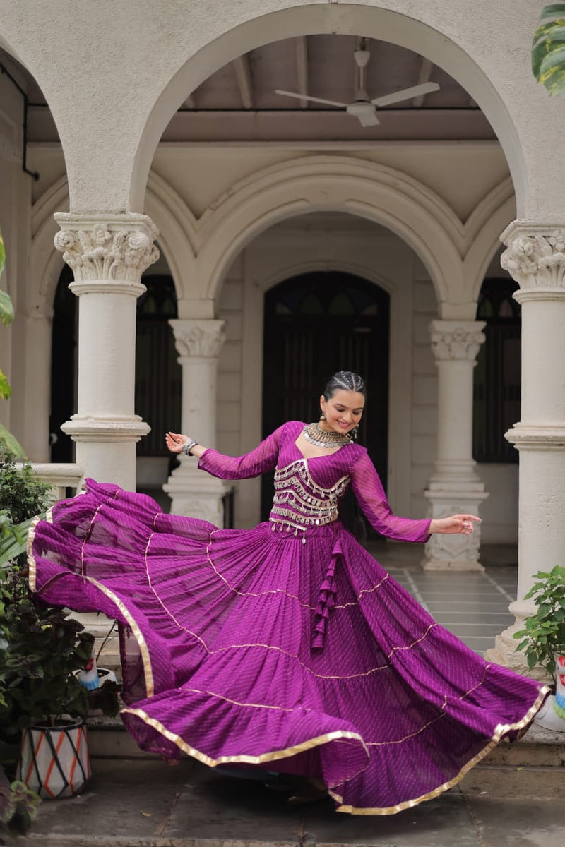 Womenline Purple Color Soft Georgette Navratri Lehenga Choli