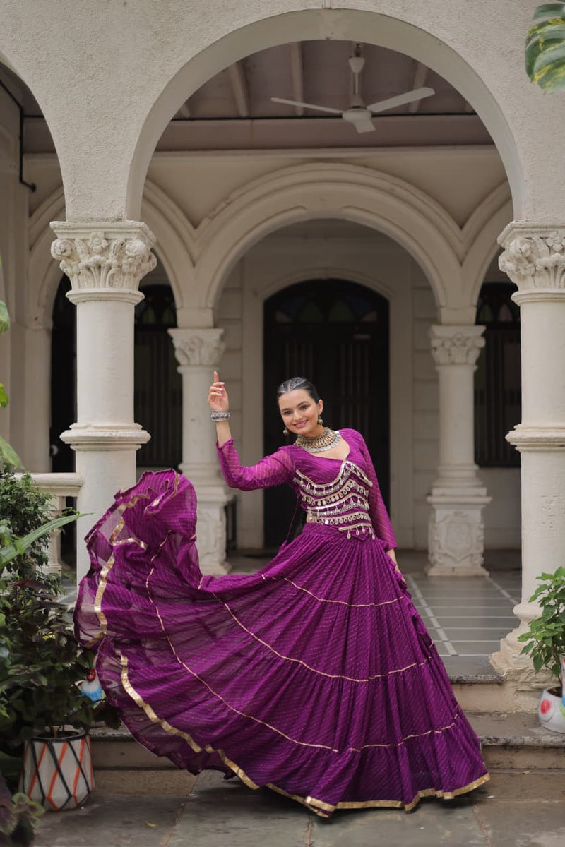 Womenline Purple Color Soft Georgette Navratri Lehenga Choli