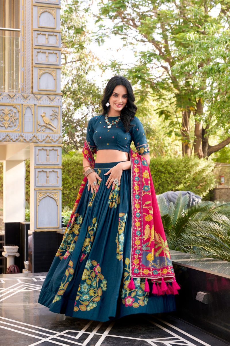Womenline Rama Color Lehenga Choli