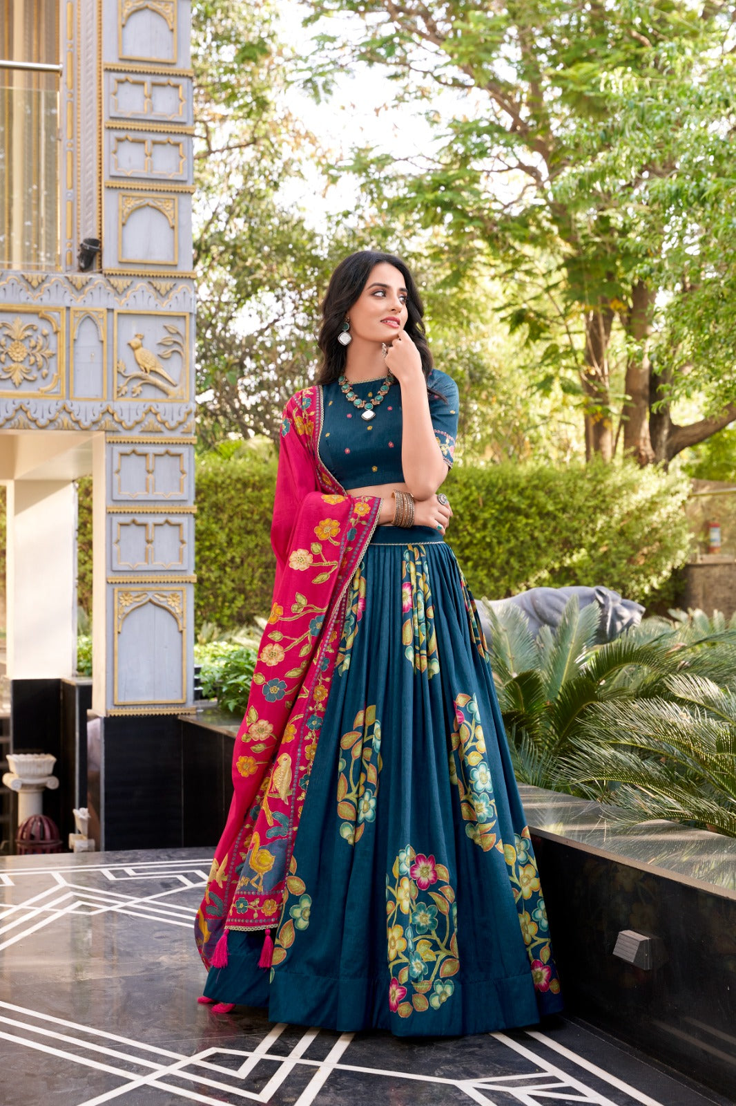 Womenline Rama Color Lehenga Choli