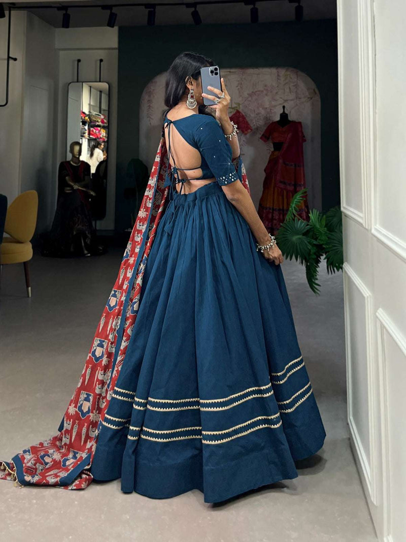 Womenline Rama Color Navratri Lehenga Choli