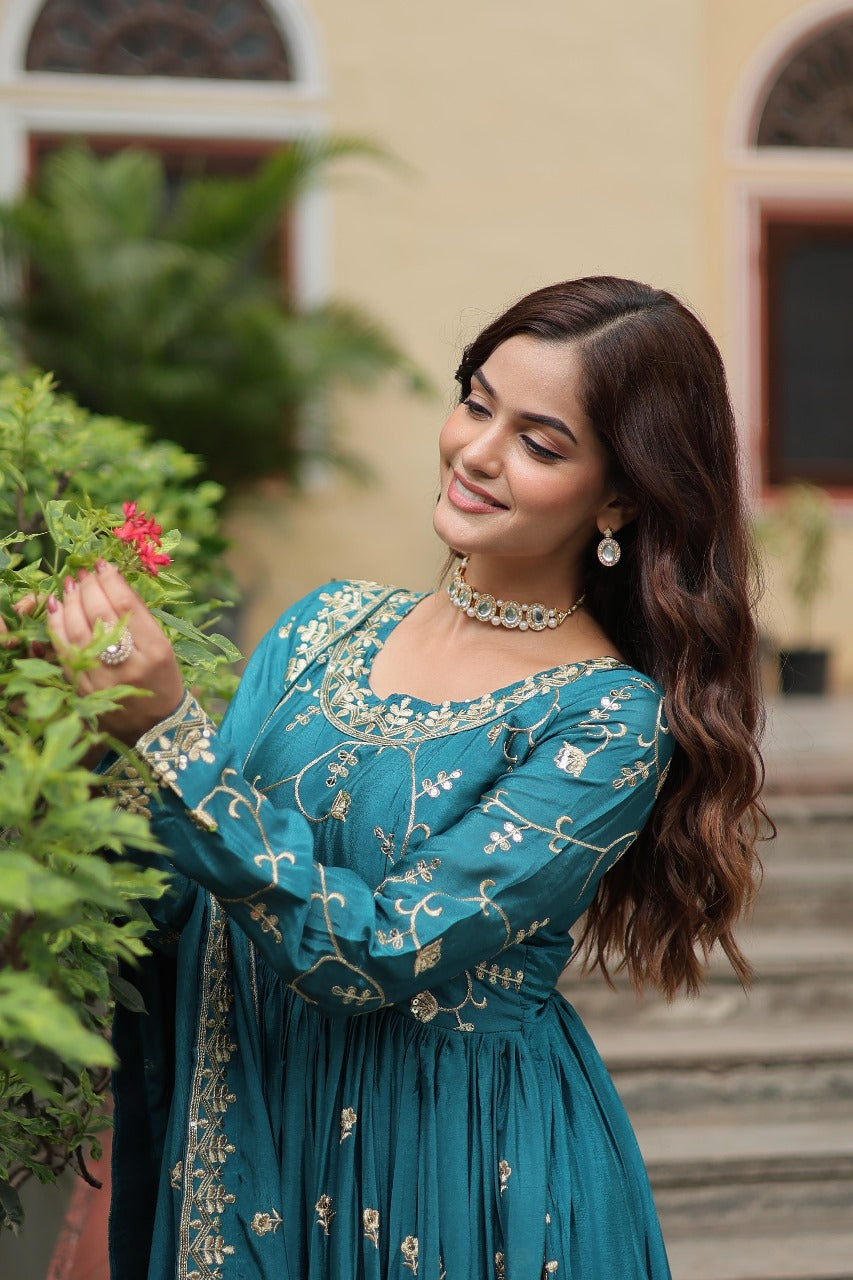 Womenline Rama Color Party Wear Gown