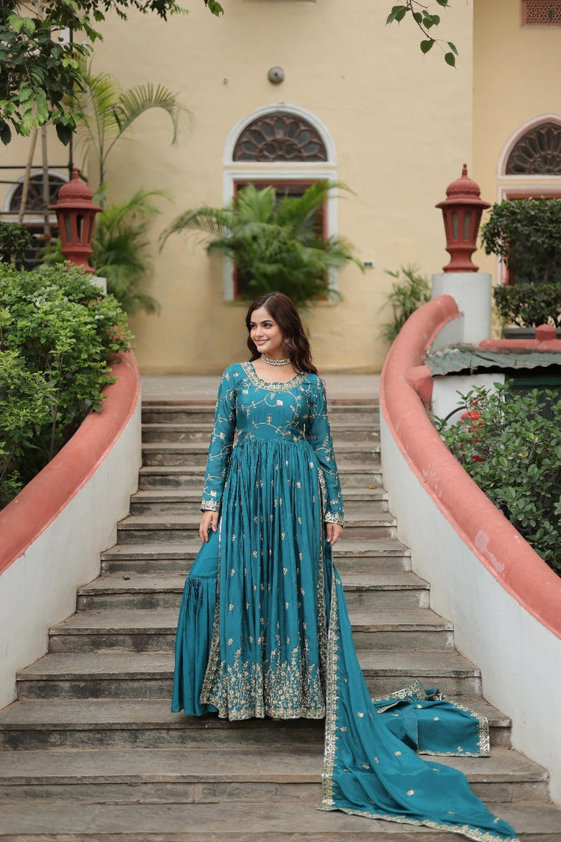 Womenline Rama Color Party Wear Gown